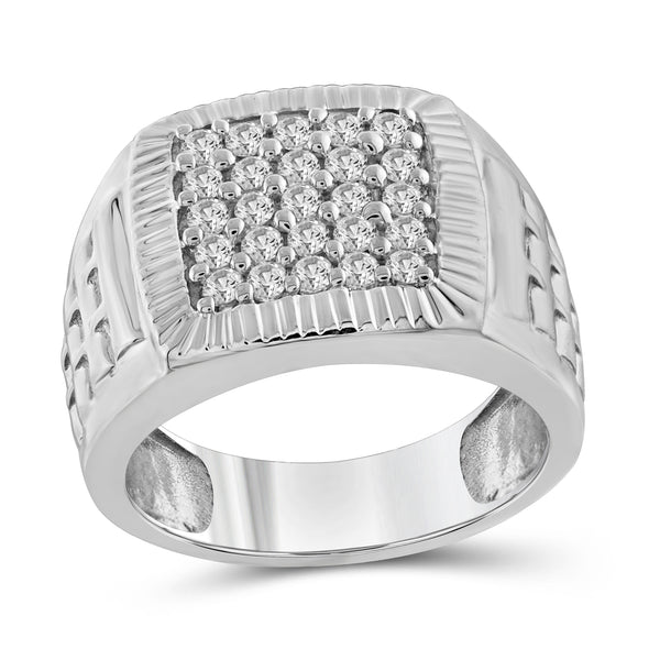 Square 2 Carat Pave-Set Diamond Men's Pinky Ring All Metals